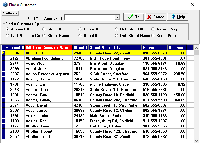 account search