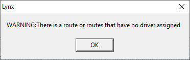 Warning! There is a route with no driver