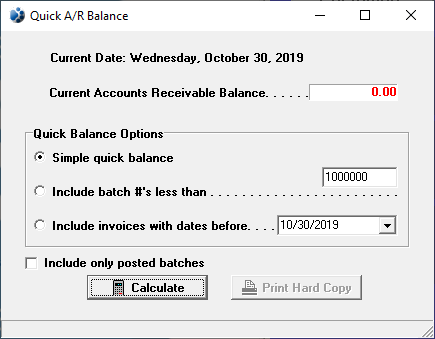 Quick A/R Balance window