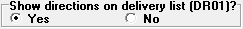 Show directions on delivery list (DR01)?